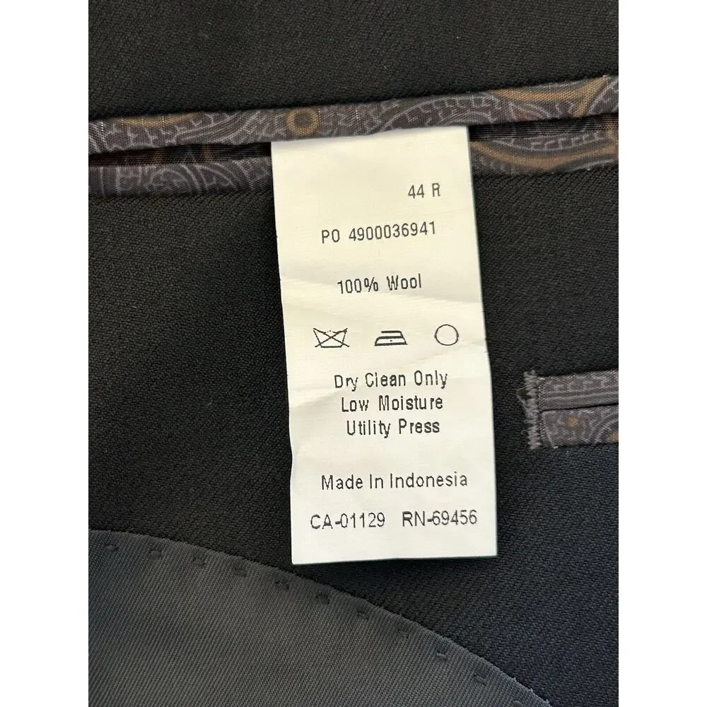 Ralph Lauren Macys 44‎ Men’s 100% Wool 2-Button Blazer Sport Suit Jacket Black